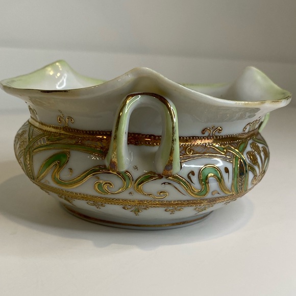 Antique Nippon Hand Painted Moriage Style Small 3 Handle Bowl Dish - Picture 2 of 7